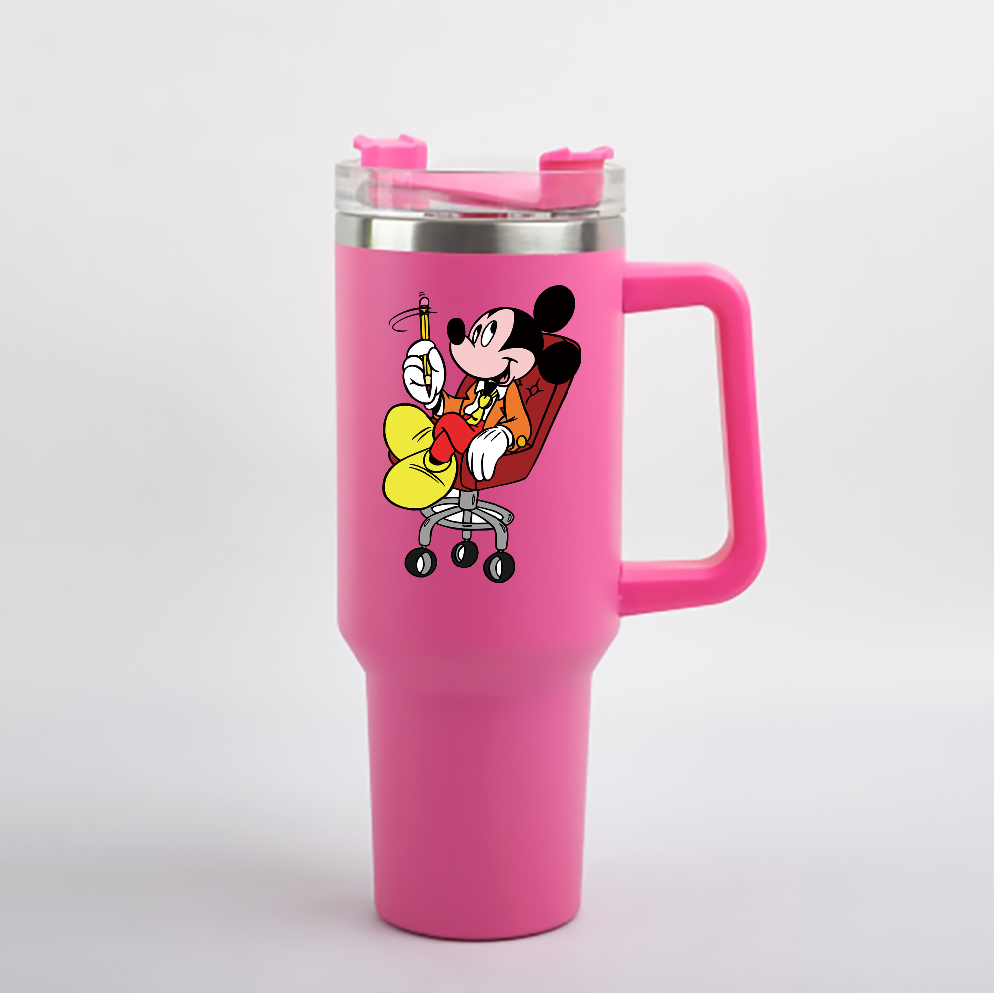 （画像用） ミッキーマウス Mickey Mouse 1200mL車用タンブラー - クリスタルステッカー（プラスチックストロー付き）